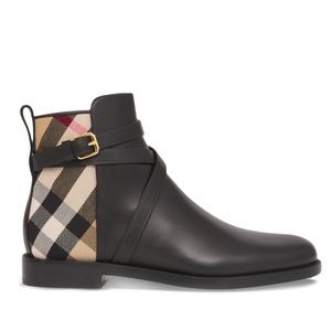 Burberry house check panel ankle boots